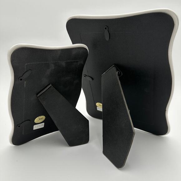 Vintage Picture Frame 3"x5" Ceramic, Tabletop Frame Pink, White, Green 1980s - Picture 7 of 8